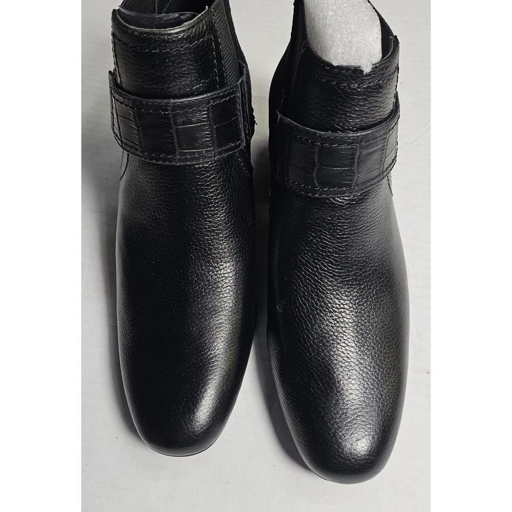 LOGO by Lori Goldstein Sharon Black Leather Suede Ankle Boots 5M A280998